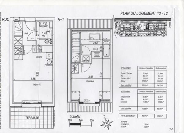 Appartement  2 pièce(s) meublé de 39.5 m2 bord de mer