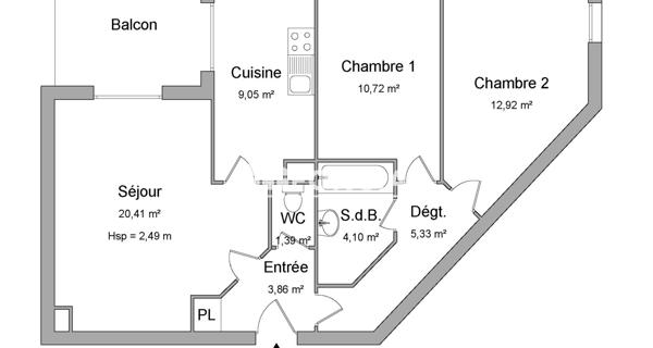 À vendre Appartement 3 pièces 68.78 m² - Strasbourg 67200