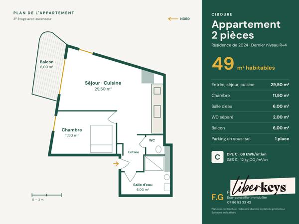 Ciboure – T2 de 2024, 49 m², balcon et parking en sous-sol