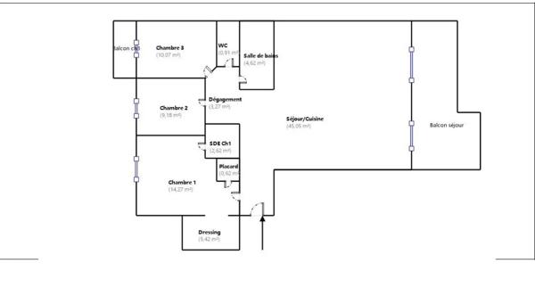 Appartement 4 pièces 96 m2