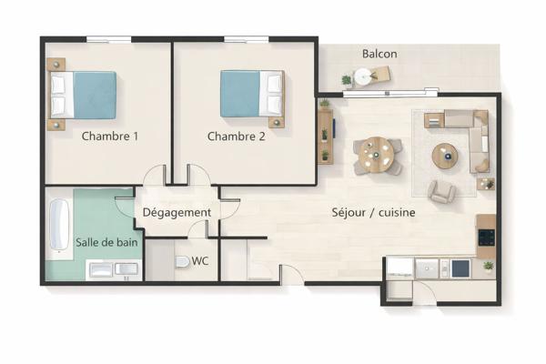 La Salvetat Saint Gilles Appartement T3 - 58 m2 + parking