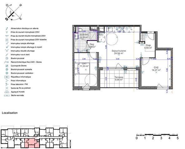 T3 avec terrasse couverte (10m²) + 1 garage + 1 parking souterrain