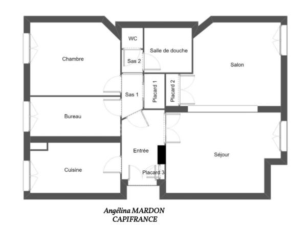 Appartement T3 de 80 m2 + Parking privé, le HAVRE CENTRE VILLE sur le secteur " SQUARE SAINT ROCH/PLAGE/AVENUE FOCH"