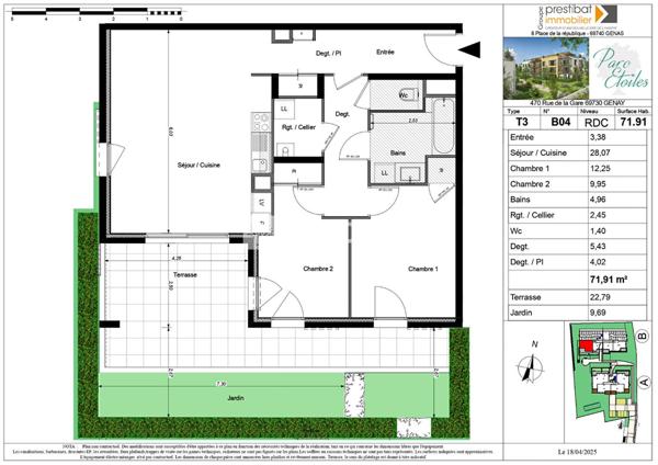 Achat appartement Genay - 3 pièce(s) - 72 m² - 315 000 €