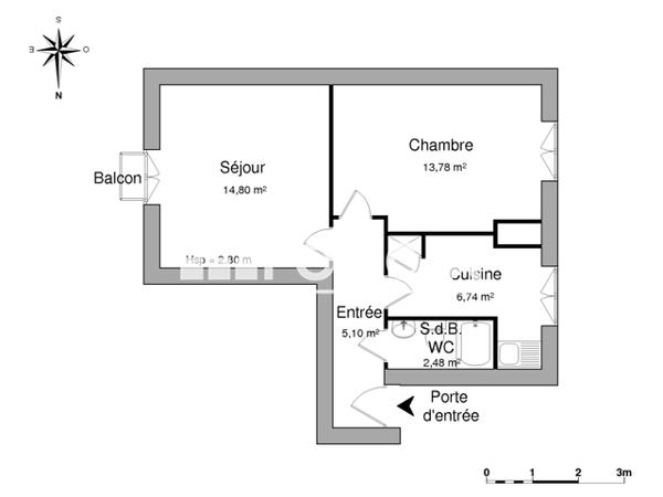 Location Appartement 2 pièces 42.9 m² - 3 AVENUE LOUIS BARTHOU Rennes 35000