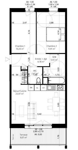 Appartement (neuf) à vendre 3 pièces 59 m² Beaumont