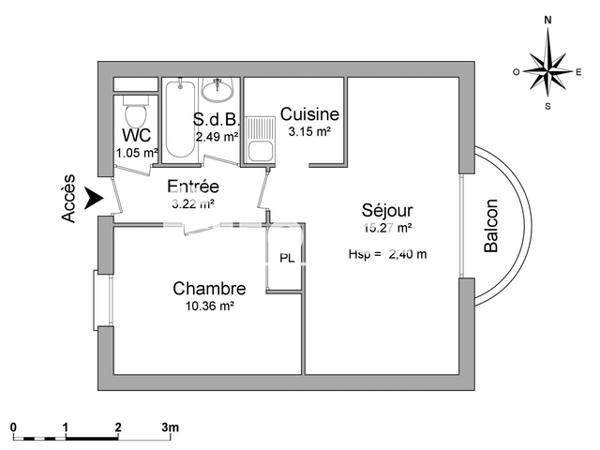 Location Appartement 2 pièces 35.55 m² - 13 RUE CHARLES GILLE Tours 37000