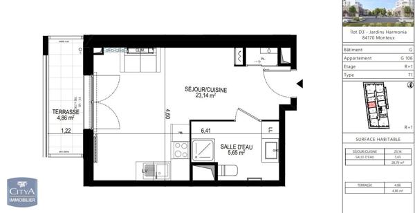 Appartement à louer 1 pièce 28.79m² Monteux (84170)