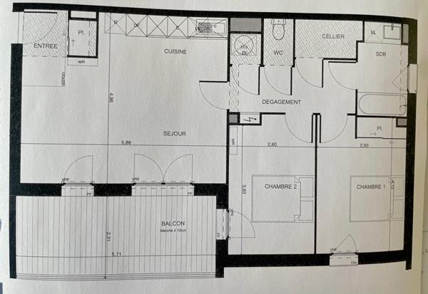 Appartement Pibrac 3 pièce(s) 66.07 m²