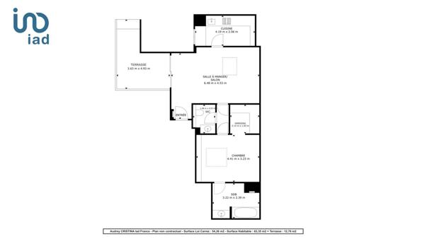 Appartement 2 pièces de 68 m² à Paris (75008)