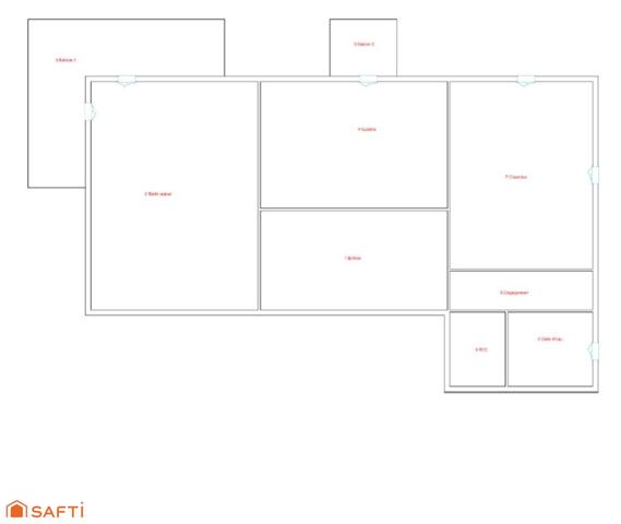 Appartement 2 pièces 59m² - 2 balcons