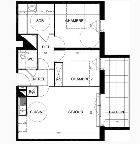 Appartement TOULOUSE 59.89 m²