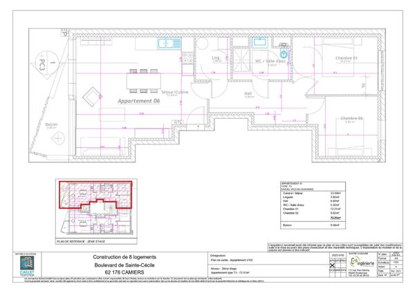 Appartement Sainte Cecile 3 pièces 73.51 m²