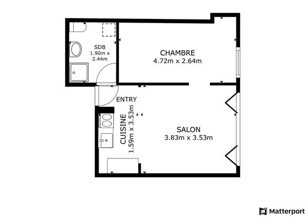 Appartement Paris 2 pièce(s) 34.65 m2