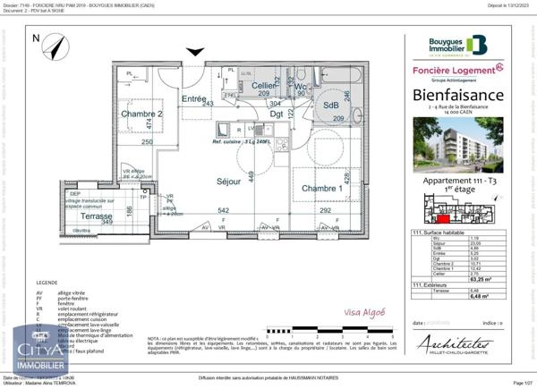 Appartement à louer 3 pièces 63.25m²