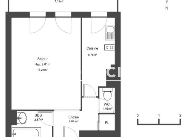 Location Studio 29.96 m² - 11 RUE MERLY Toulouse 31000