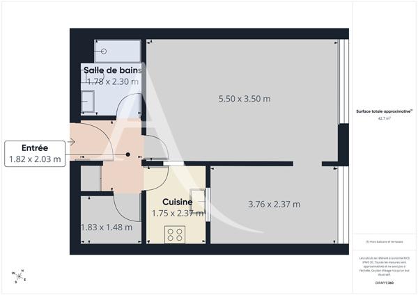 Appartement Roubaix 2 pièce(s) 42.66 m2