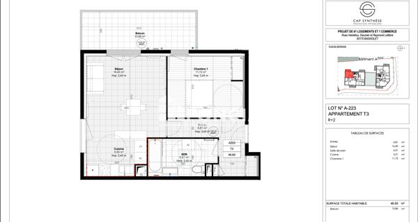 Location Appartement 2 pièces 46.65 m² - Bagnolet 93170
