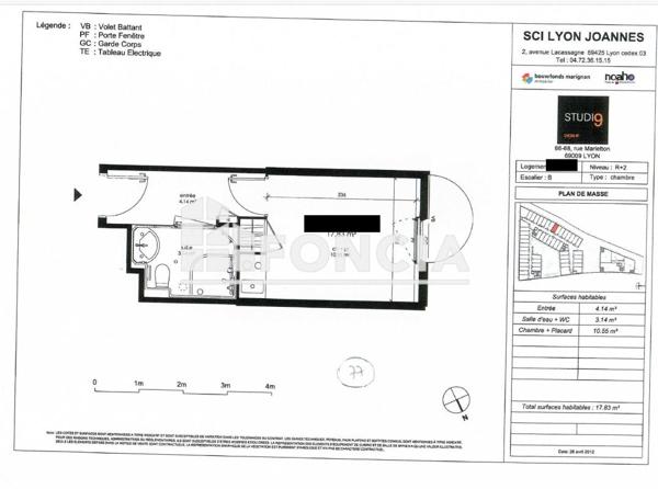 À vendre Studio 17.83 m² - Lyon 69009
