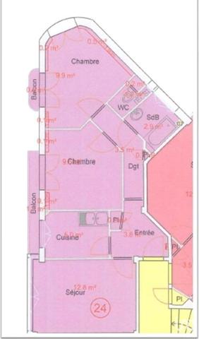 Appartement 3 pièces de 49 m² à Paris (75020)