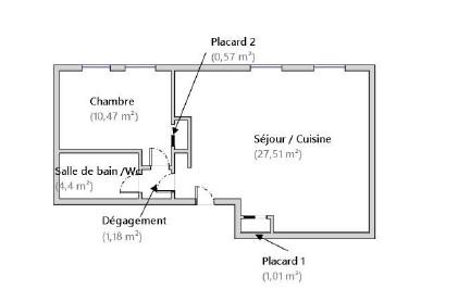 Appartement Rouen 45.14 m²