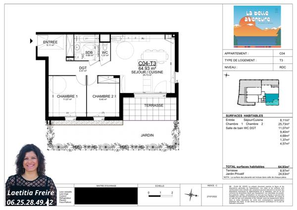 Appartement 3 pièces - 64 m²