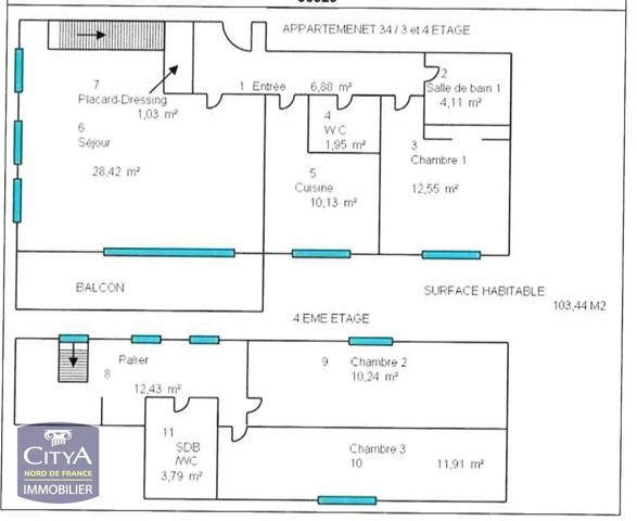 Appartement à louer 104m² Marcq-en-Barœul (59700)