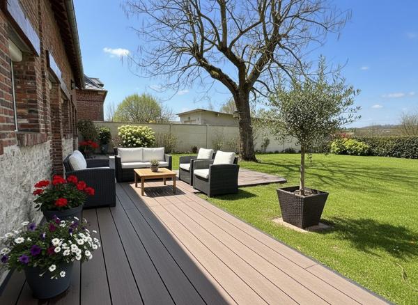 Maison lumineuse avec espace extérieur généreux