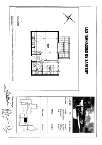 Appartement F2 à vendre  2 pièces - 52 m2 SANTENY - 94