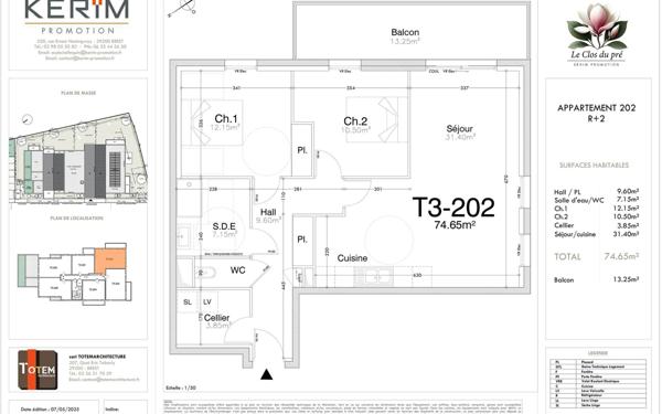 Appartement à vendre    3 pièces • 74,65 m2 Guilers