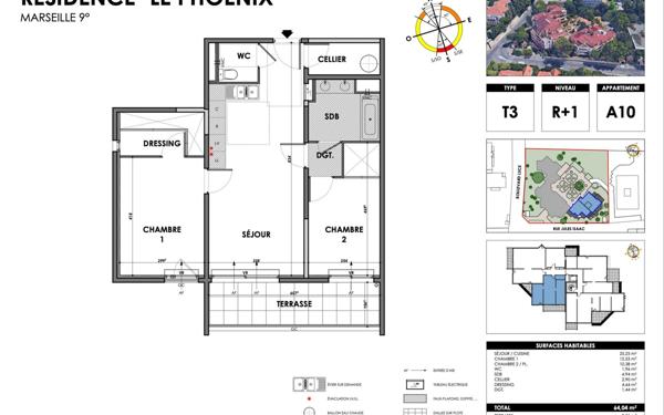 Appartement à vendre    3 pièces • 64,04 m2 Marseille 9