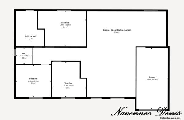 Maison de 2009 de plain-pied avec combles aménageables - 3 chambres - 169 000€