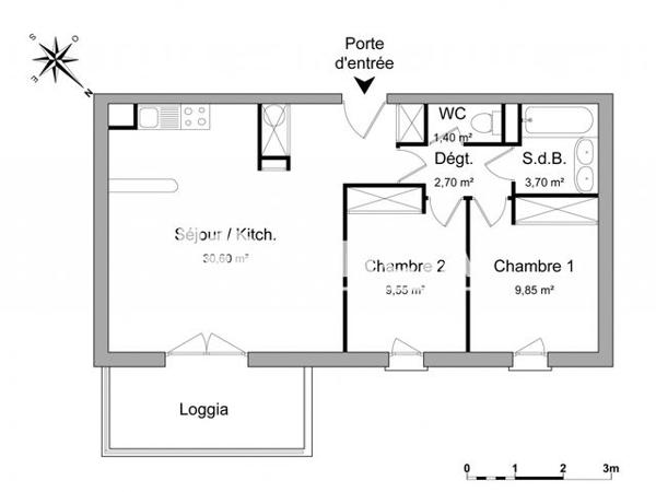 Location Appartement 3 pièces 57.8 m² - 49 RUE GERRY ROUFS Beziers 34500