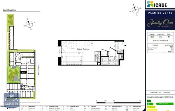 Appartement à louer 1 pièce 18.3m² La Rochelle (17000)