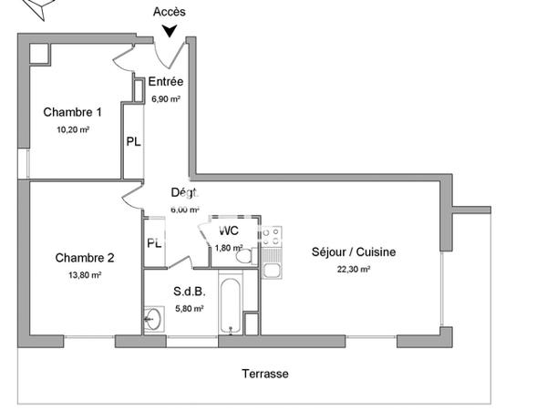 Location Appartement 3 pièces 66.9 m² - 4 RUE HERRADE DE LANDSBERG Mundolsheim 67450