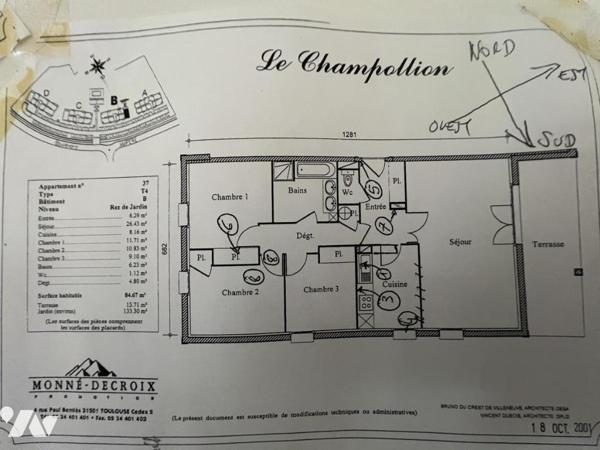 Appartement T4 avec jardin, garage - piscine