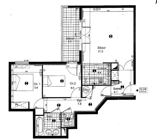 Appartement à vendre 3 pièces 61 m² Saint-Cyr-l'École