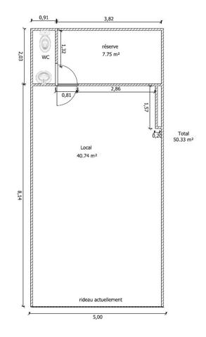 Local Commercial 1 pièce - 50 m²