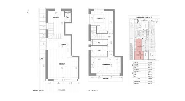 Maison 3 pièces - 75 m²