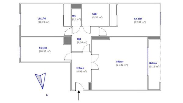 Appartement Villeurbanne 3 pièces avec balcon et garage