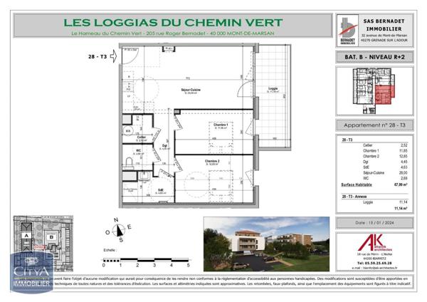 Appartement à vendre 3 pièces 67.99m²