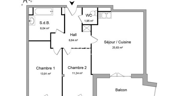 Location Appartement 3 pièces 69.41 m² - Lingolsheim 67380
