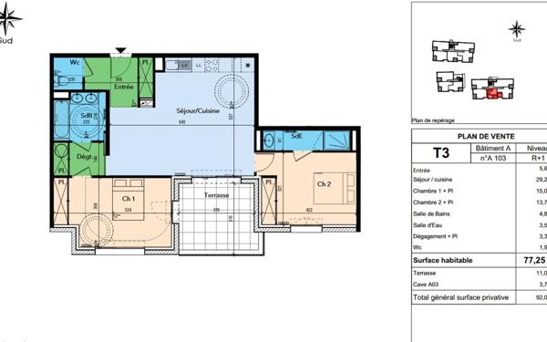 Appartement à vendre    3 pièces • 77,25 m2 Lapalud