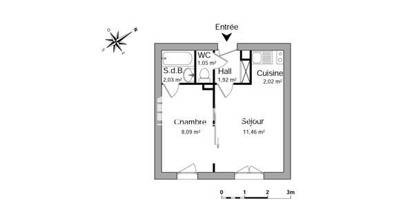 Location Appartement 2 pièces 26.57 m² - Poitiers 86000