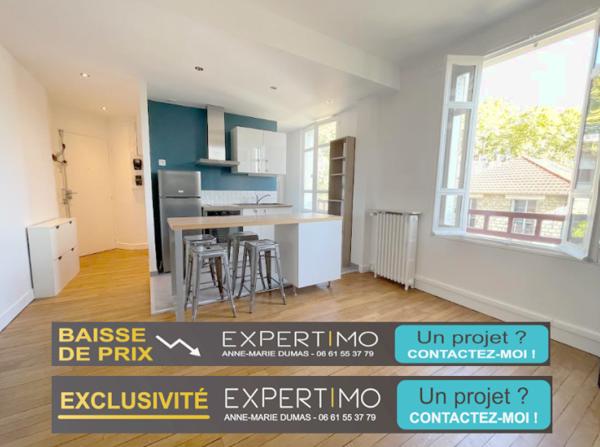 Viroflay (78220) SECTEUR VIROFLAY ARCADES - BOX INCLUS - 2 pièces de 38 m² - CHARME de l'ANCIEN et au CALME - REFAIT A NE