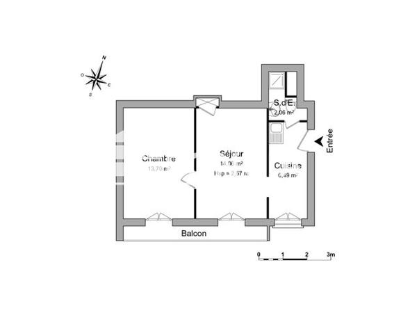 Location Appartement 2 pièces 36.3 m² - 45 RUE BERBISEY Dijon 21000