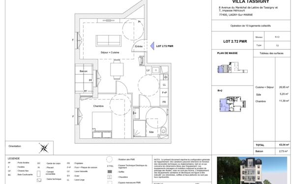 Appartement à vendre    2 pièces • 43,54 m2 Lagny-sur-Marne