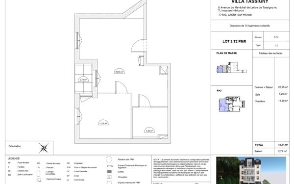Appartement à vendre    2 pièces • 43,54 m2 Lagny-sur-Marne