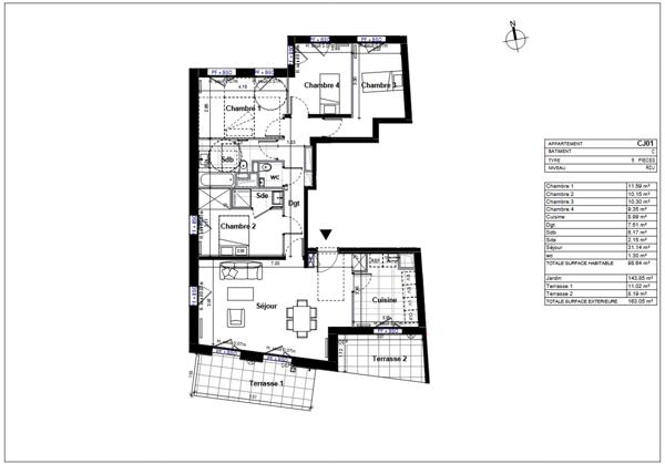 Appartement 5 pièces - 103 m²