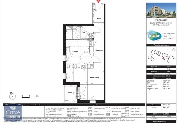 Appartement à louer 2 pièces 47.12m² Saint-Herblain (44800)